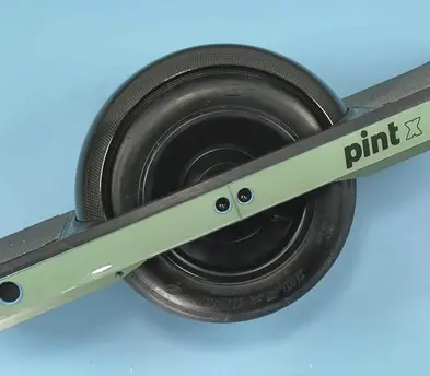 Close-up of the actual Pint X rental wheel and rail