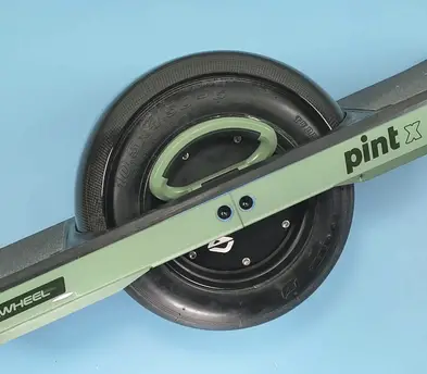 Second close-up of the actual Pint X rental wheel and rail